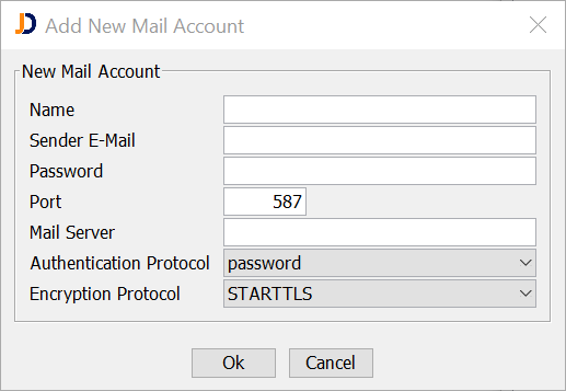 Add New Mail Account Dialog