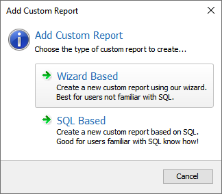 Choose the type of your new custom report