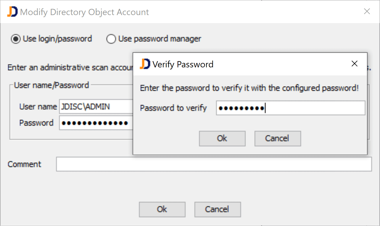 Password verification dialog